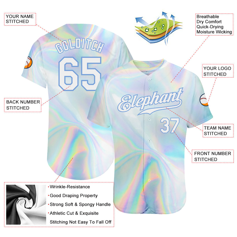 Custom 3D Pattern Design Abstract Trendy Holographic Vaporwave Style Authentic Baseball Jersey - Owls Matrix LTD
