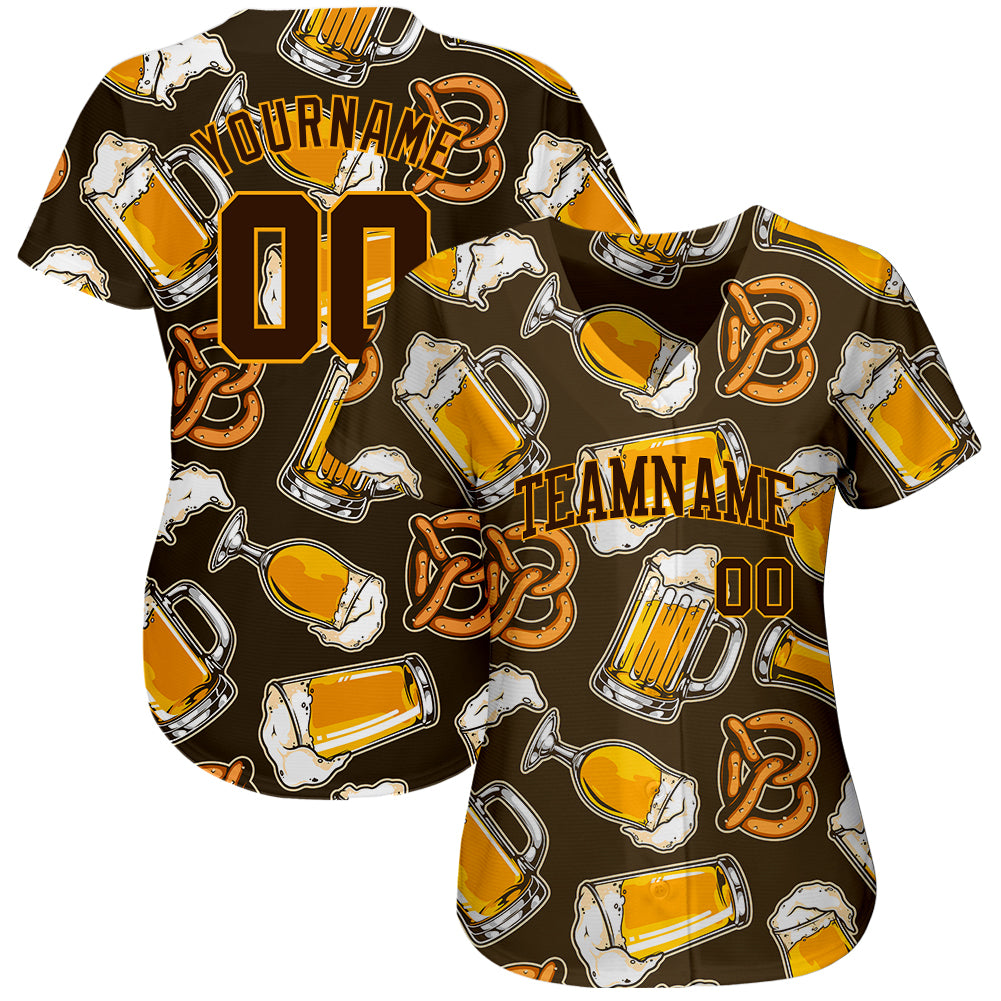 Custom 3D Pattern Design Beer Authentic Baseball Jersey - Owls Matrix LTD
