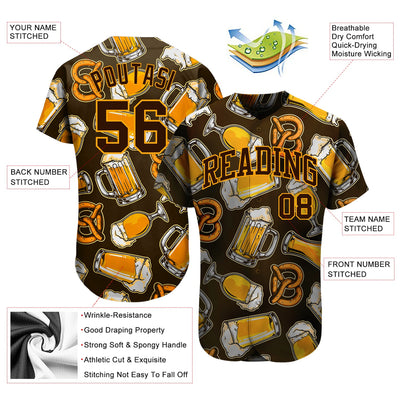Custom 3D Pattern Design Beer Authentic Baseball Jersey - Owls Matrix LTD