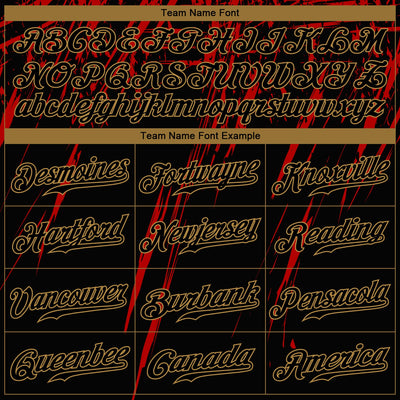 Custom Black Black Red-Old Gold 3D Pattern Design Authentic Baseball Jersey - Owls Matrix LTD
