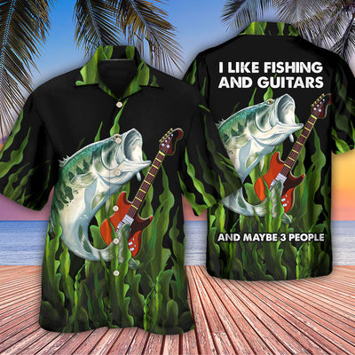 Fishing I Like Fishing And Guitars - Hawaiian Shirt - Owls Matrix LTD