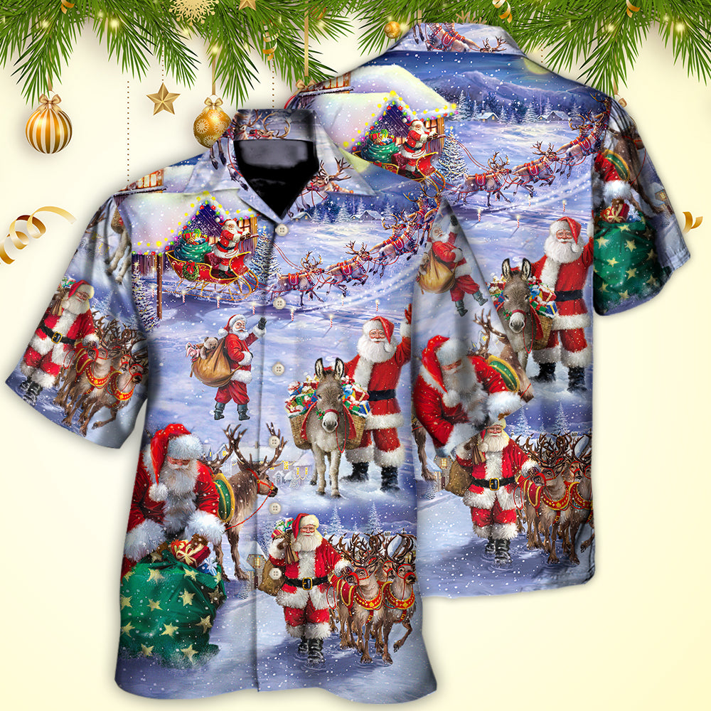 Christmas Santa Claus Story Night Gift For Xmas Painting Style - Hawaiian Shirt - Owls Matrix LTD