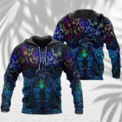 Owl And Witch Darkness Colorful - Hoodie - Owls Matrix LTD