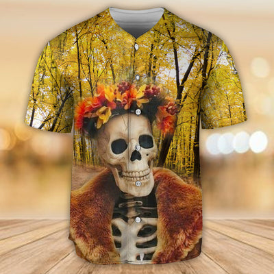 Skull Amazing Skeletonin Autumn - Baseball Jersey - Owls Matrix LTD