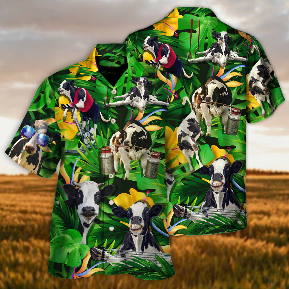 Cow Dancing And Play Funny Tropical Style - Hawaiian Shirt - Owls Matrix LTD
