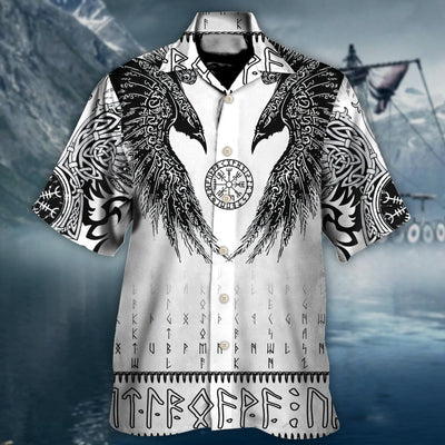 Viking Black Runic Raven Scandinavian - Hawaiian Shirt - Owls Matrix LTD
