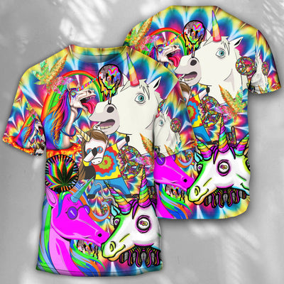Hippie Unicorn Dream For Wonderland - Round Neck T-shirt - Owls Matrix LTD