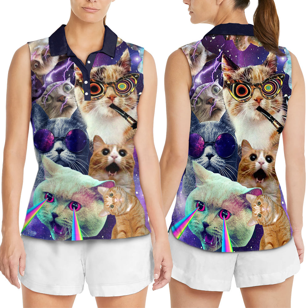 Cat The Battle Flying Cat - Women's Polo Shirt - Owls Matrix LTD
