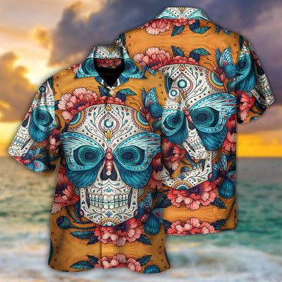 Skull And Butterfly Abstract Vintage Colorful - Hawaiian Shirt - Owls Matrix LTD