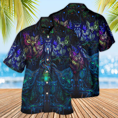 Owl And Witch Darkness Colorful - Hawaiian Shirt - Owls Matrix LTD