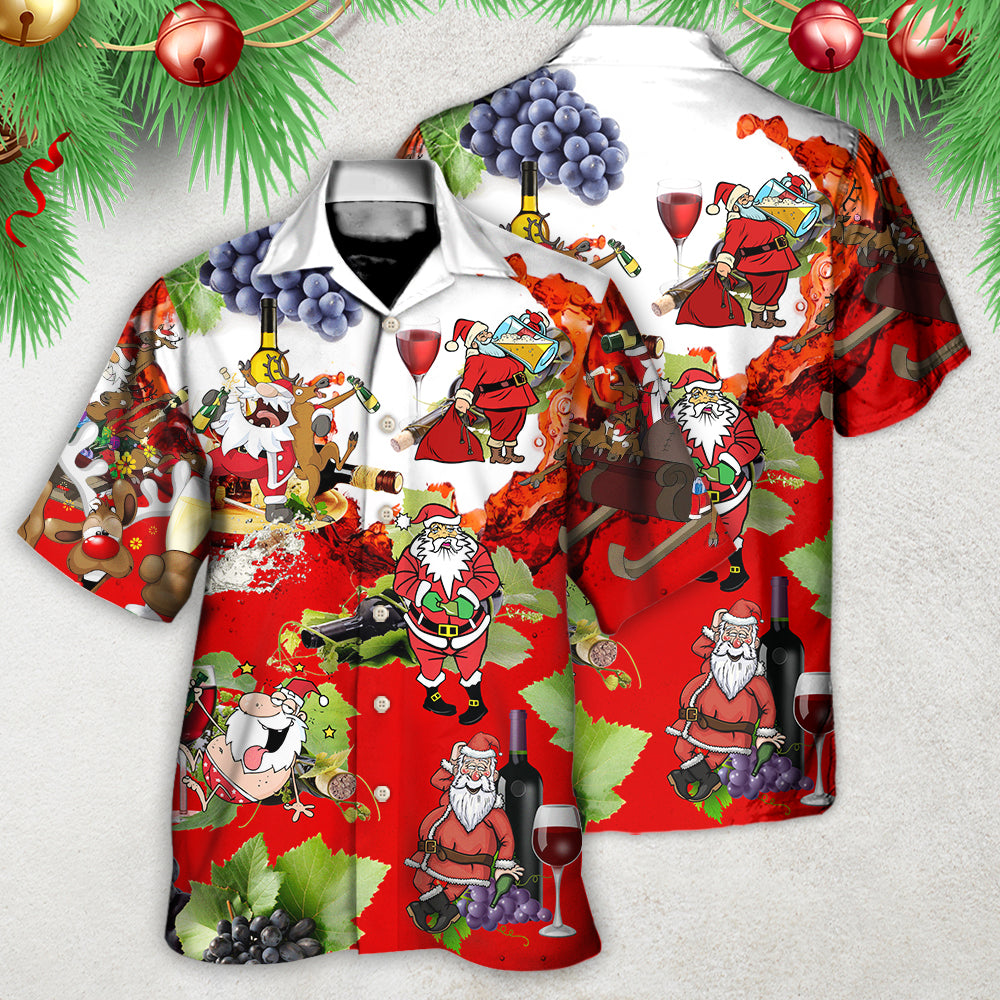 Christmas Santa Get Drunk At Christmas Party - Hawaiian Shirt - Owls Matrix LTD