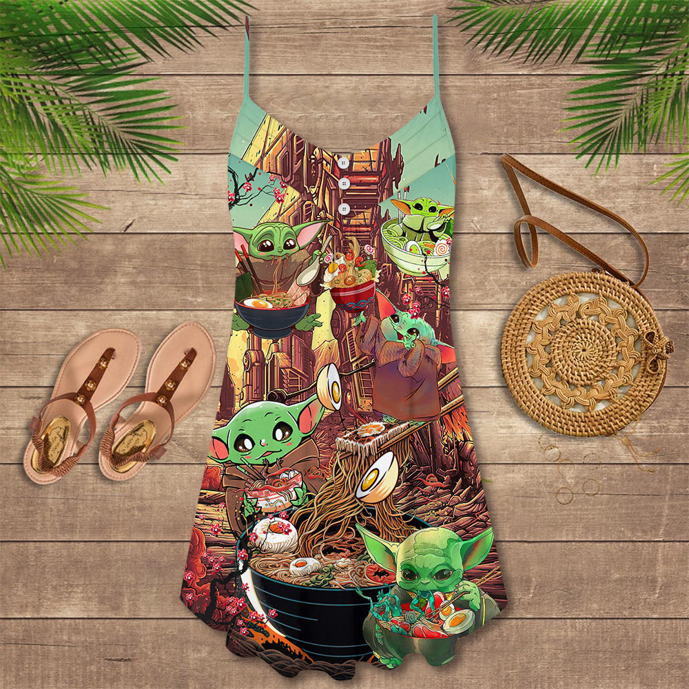 Star Wars Baby Yoda Cute Ramen - V-neck Sleeveless Cami Dress