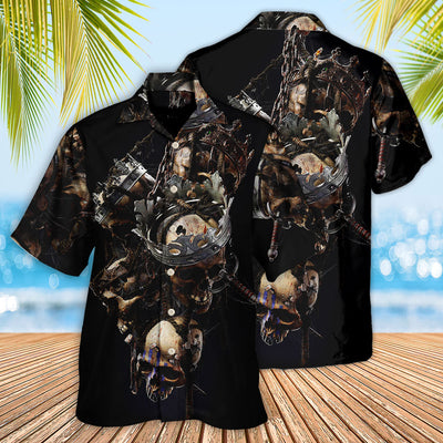 Skull Only In Their Death Can A King Live Forever - Hawaiian Shirt - Owls Matrix LTD