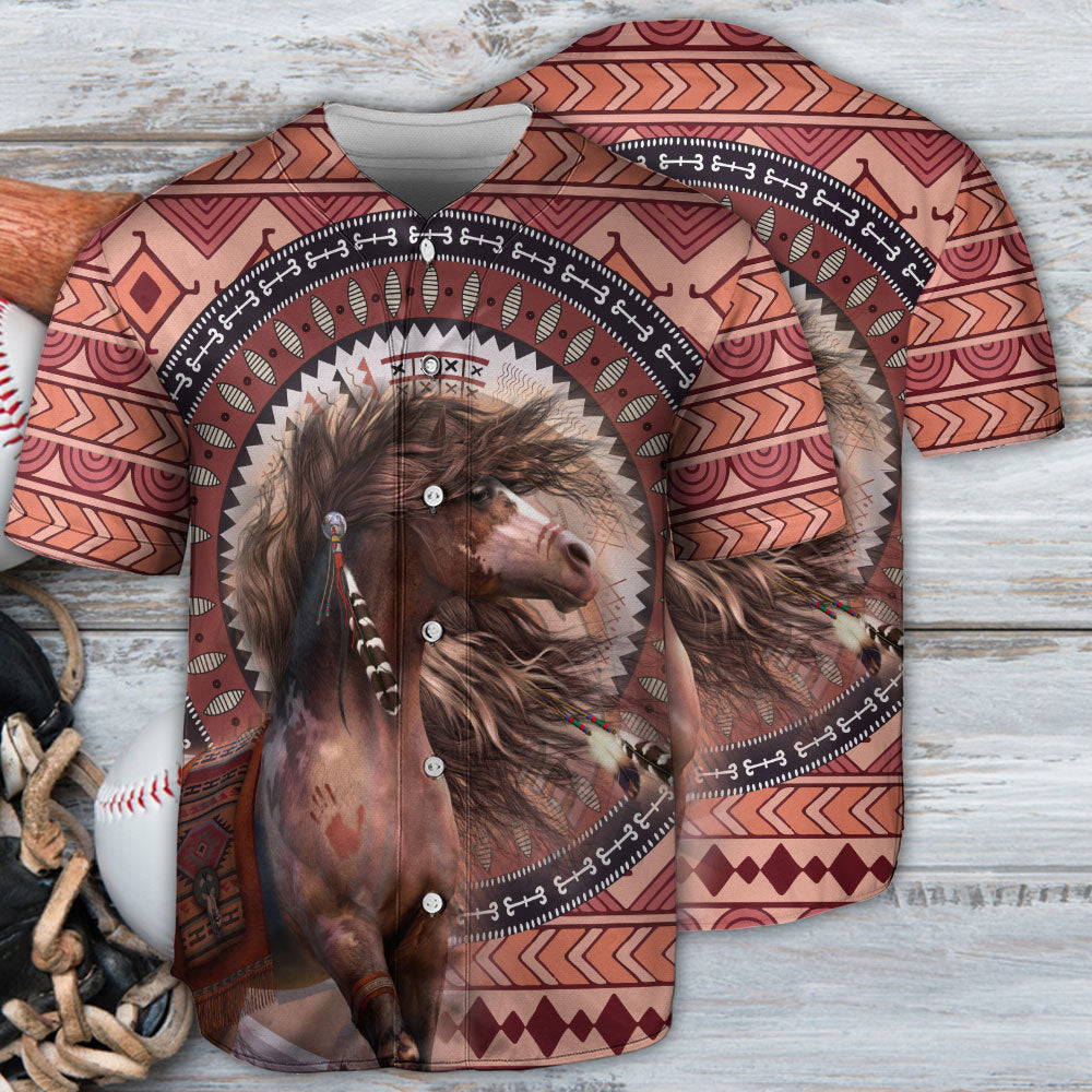 Native American Horse Dreamcatcher Art - Baseball Jersey - Owls Matrix LTD