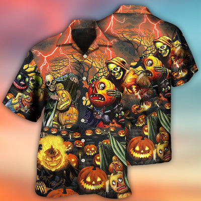 Halloween Skull Dark Pumpkin Scary - Hawaiian Shirt - Owls Matrix LTD