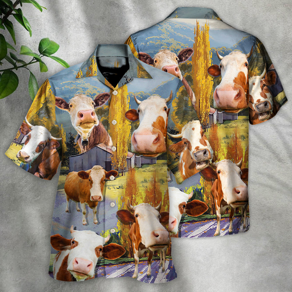Cow Funny In The Australian Landscape Lover Cattle Art Style - Hawaiian Shirt - Owls Matrix LTD