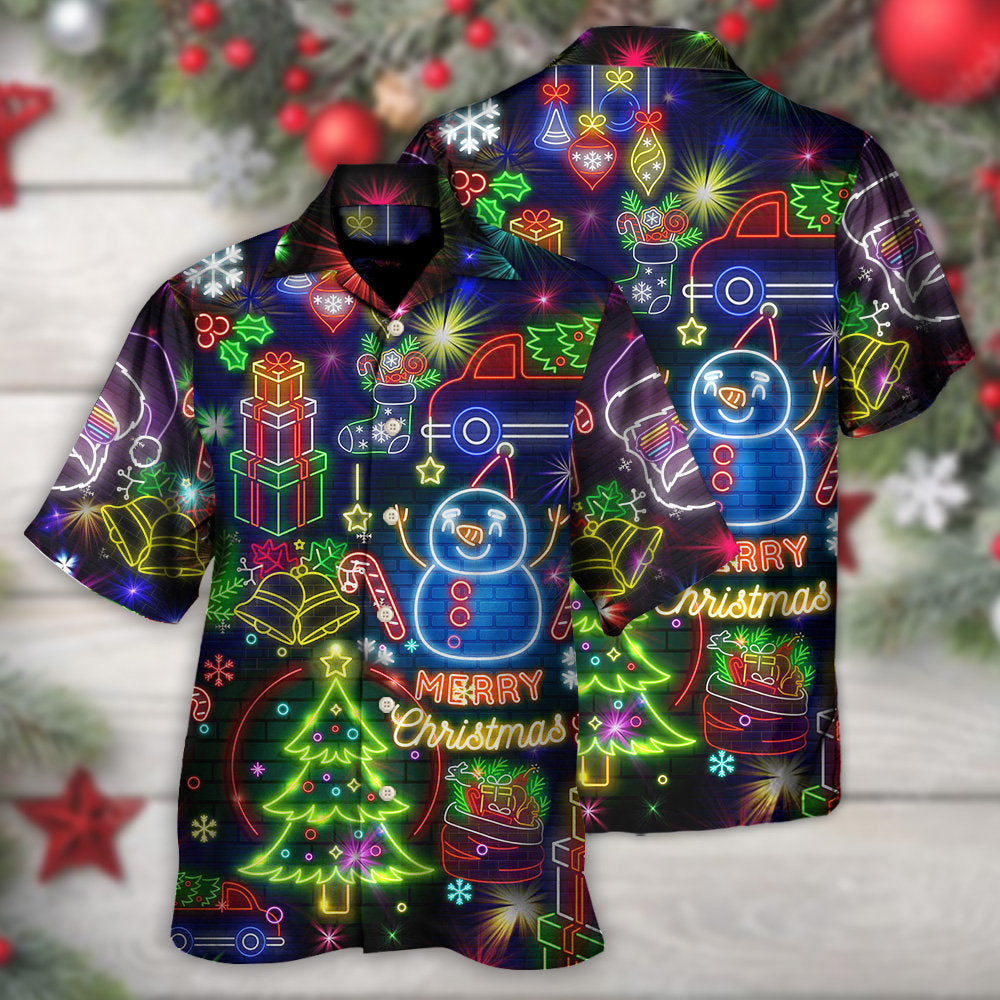 Christmas Bright Neon Lighting - Hawaiian Shirt - Owls Matrix LTD