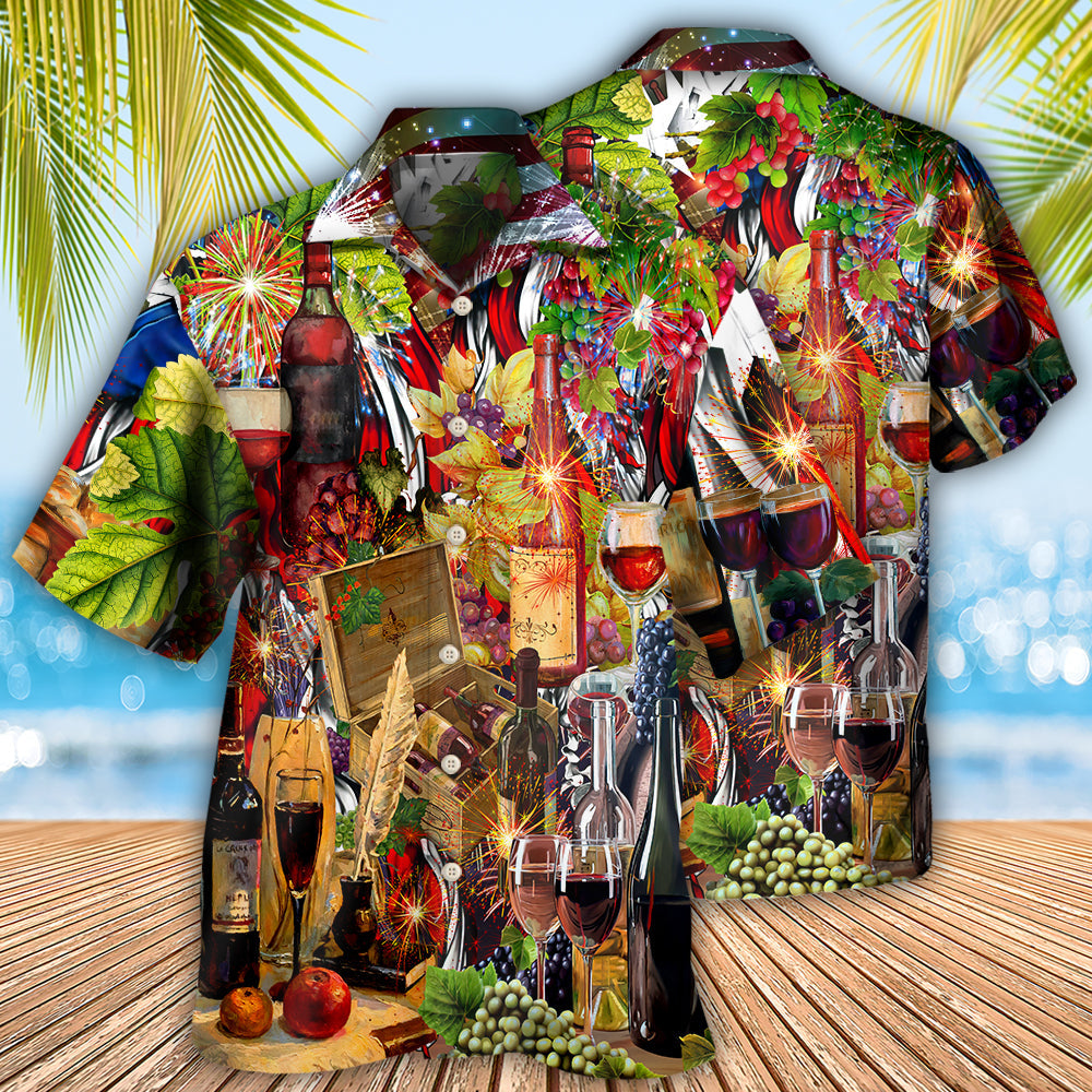 Wine Better For You Independence Day - Hawaiian Shirt - Owls Matrix LTD