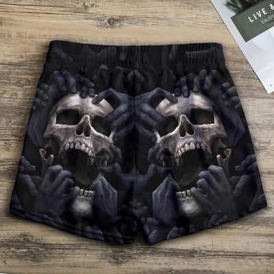 Skull Love Darkness Screaming - Women's Casual Shorts - Owls Matrix LTD