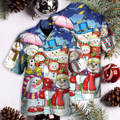 Christmas Snowman Merry Xmas And Happy New Year Art Style - Hawaiian Shirt - Owls Matrix LTD