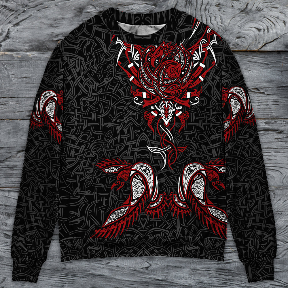 Viking War Raven Life Style - Sweater - Ugly Christmas Sweater - Owls Matrix LTD