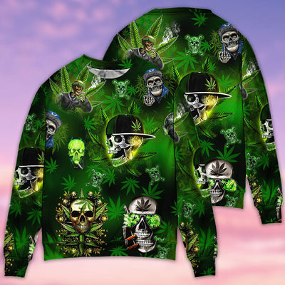 Skull Let's Get High Green - Sweater - Ugly Christmas Sweaters - Owls Matrix LTD
