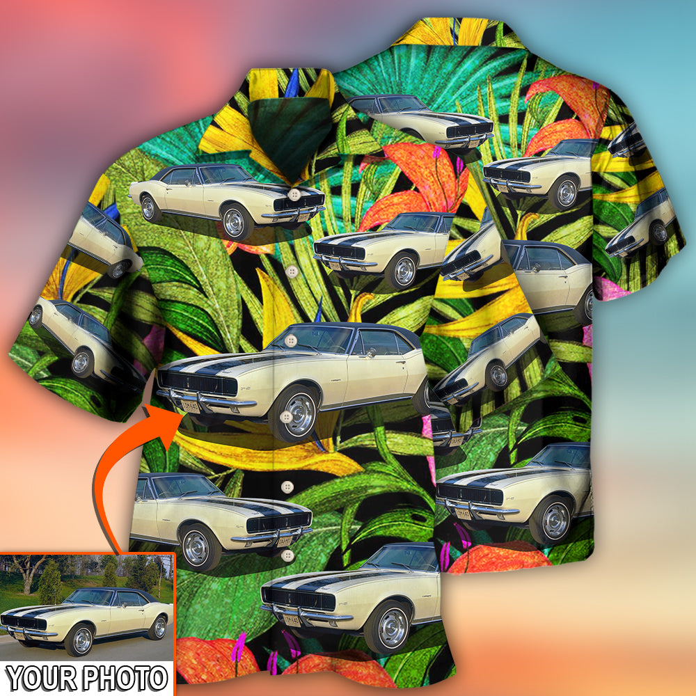 Car Camaro Car Classic Style Tropical Flower Custom Photo - Hawaiian Shirt - Owls Matrix LTD