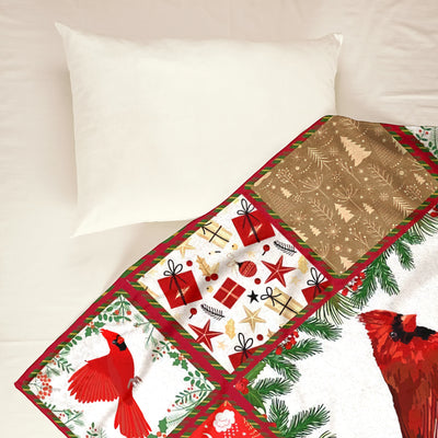 Cardinal Merry Christmas Merry And Bright - Flannel Blanket - Owls Matrix LTD