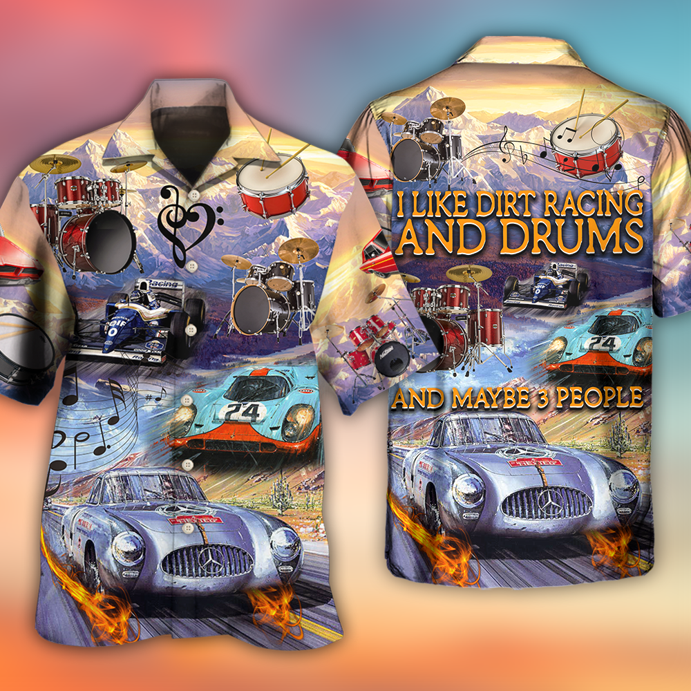 Racing And Drum Lover Music And Car - Hawaiian Shirt - Owls Matrix LTD