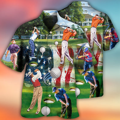 Golf Independence Day American Flag - Hawaiian Shirt - Owls Matrix LTD