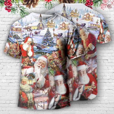 Christmas Santa I'm Just Here For The Ho's - Round Neck T-shirt - Owls Matrix LTD
