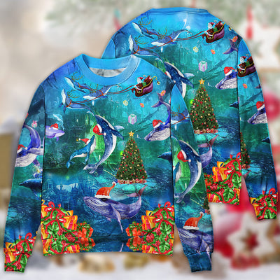 Chirstmas Whales Under The Sea - Sweater - Ugly Christmas Sweaters - Owls Matrix LTD