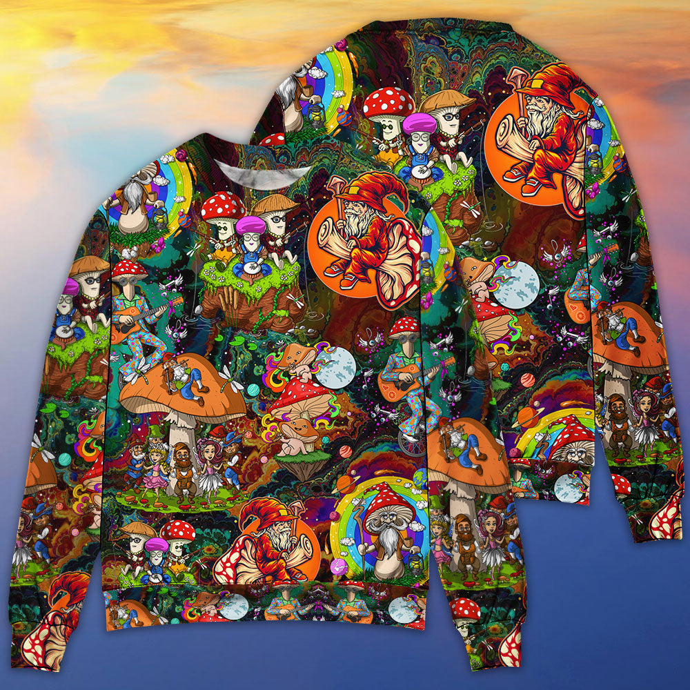 Hippie Mushroom Trippy Colorful Lover - Sweater - Ugly Christmas Sweaters - Owls Matrix LTD