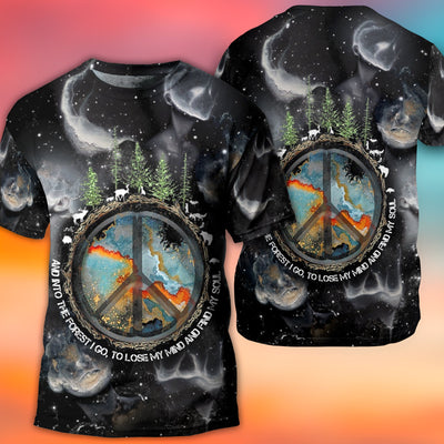 Hippie Into The Forest I Go to Lose My Mind And Find My Soul - Round Neck T-shirt - Owls Matrix LTD