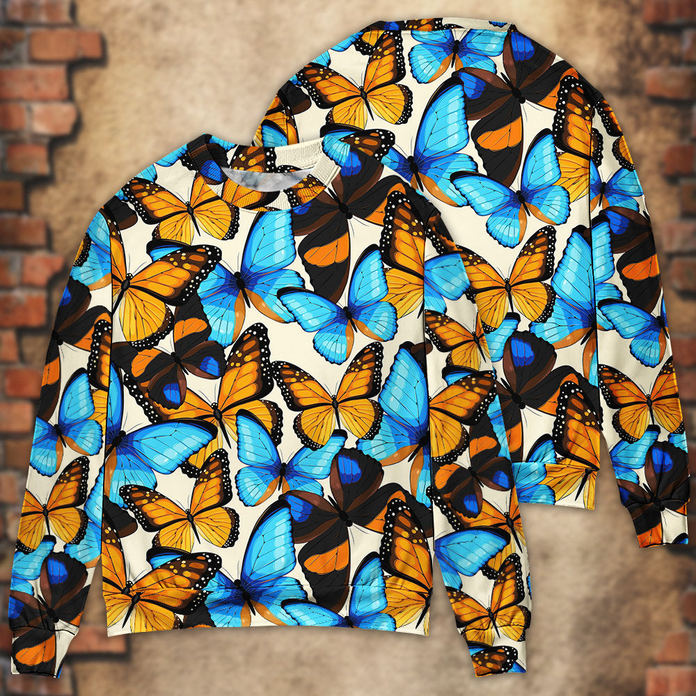 Butterfly Abstract Colorful Vintage - Sweater - Ugly Christmas Sweaters - Owls Matrix LTD
