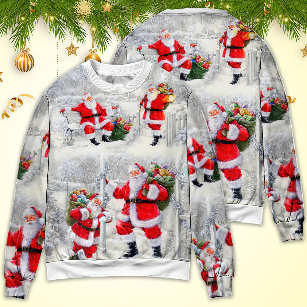 Christmas Santa Is Always With You Art Style - Sweater - Ugly Christmas Sweaters - Owls Matrix LTD