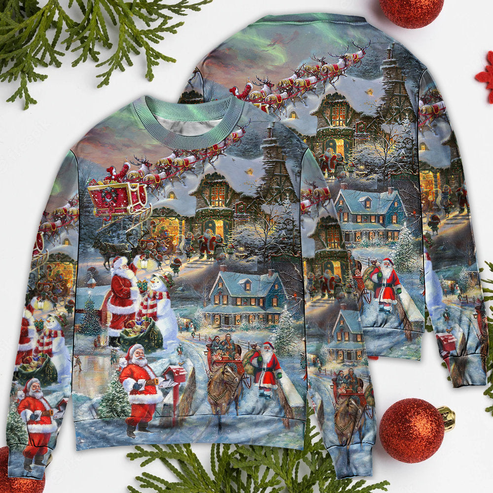 Christmas Wonderful Time Of The Year Santa Claus Coming - Sweater - Ugly Christmas Sweaters - Owls Matrix LTD
