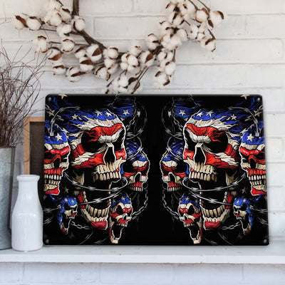 Skull Love America Forever - Metal Sign - Owls Matrix LTD