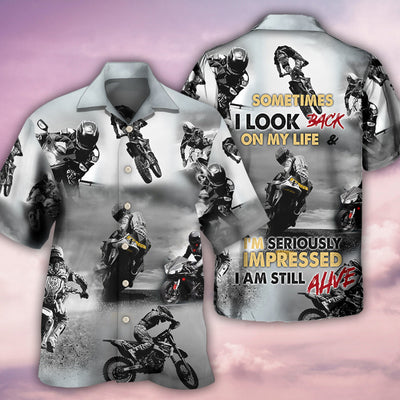 Motorcycle Sometimes I Look Back - Hawaiian Shirt - Owls Matrix LTD