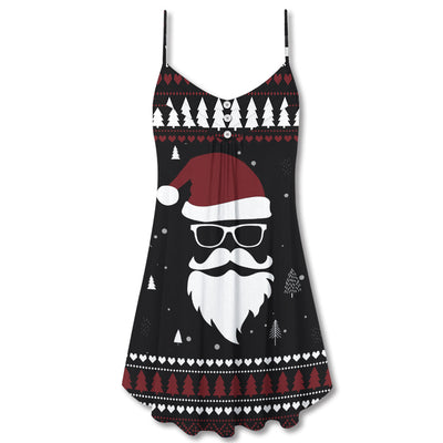 Christmas Up On The Rooftop Click Click Click Santa Claus - V-neck Sleeveless Cami Dress - Owls Matrix LTD