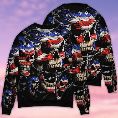Skull Love America Forever - Sweater - Ugly Christmas Sweaters - Owls Matrix LTD