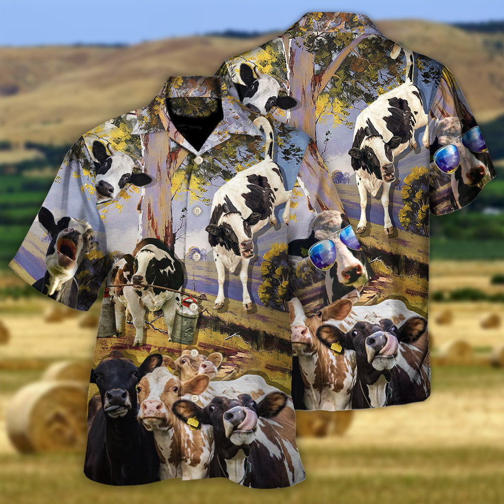 Cow Dancing In The Australian Landscape Funny Art Style - Hawaiian Shirt - Owls Matrix LTD
