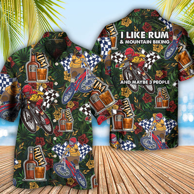 Wine I Like Rum And Mountain Biking - Hawaiian Shirt - Owls Matrix LTD