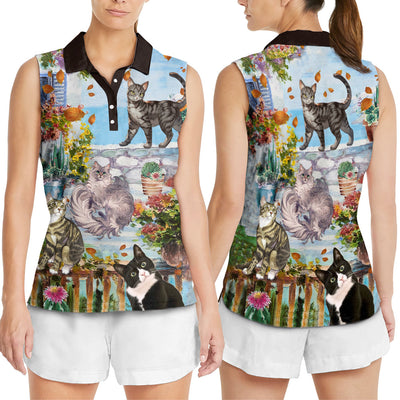 Cat Loves Home And Loves Summer - Women's Polo Shirt - Owls Matrix LTD