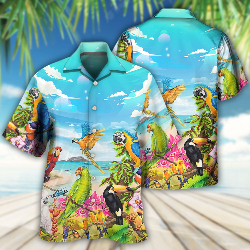 Parrot Beach And Sky Art - Hawaiian Shirt - Owls Matrix LTD