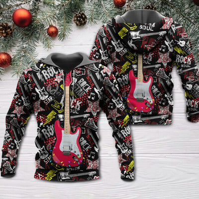 Christmas Guitar Rock Soul Merry Xmas - Hoodie - Owls Matrix LTD