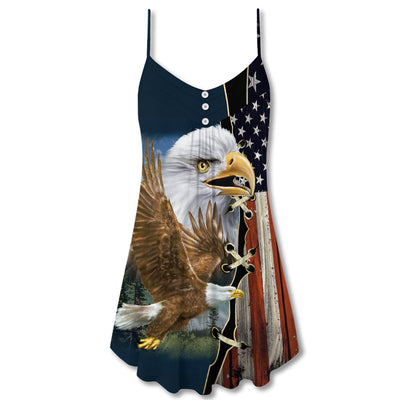 America Eagle Wildlife Faith - V-neck Sleeveless Cami Dress - Owls Matrix LTD