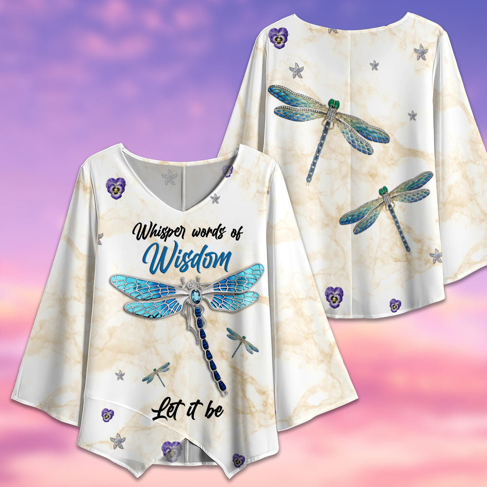 Dragonfly Jewelry Style Let It Be - V-neck T-shirt - Owls Matrix LTD