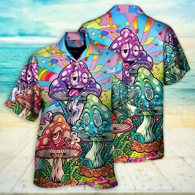 Hippie Mushroom Colorful Hippie Happy Life - Hawaiian Shirt - Owls Matrix LTD