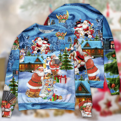 Christmas Santa And Snowman Best Friends - Sweater - Ugly Christmas Sweaters - Owls Matrix LTD